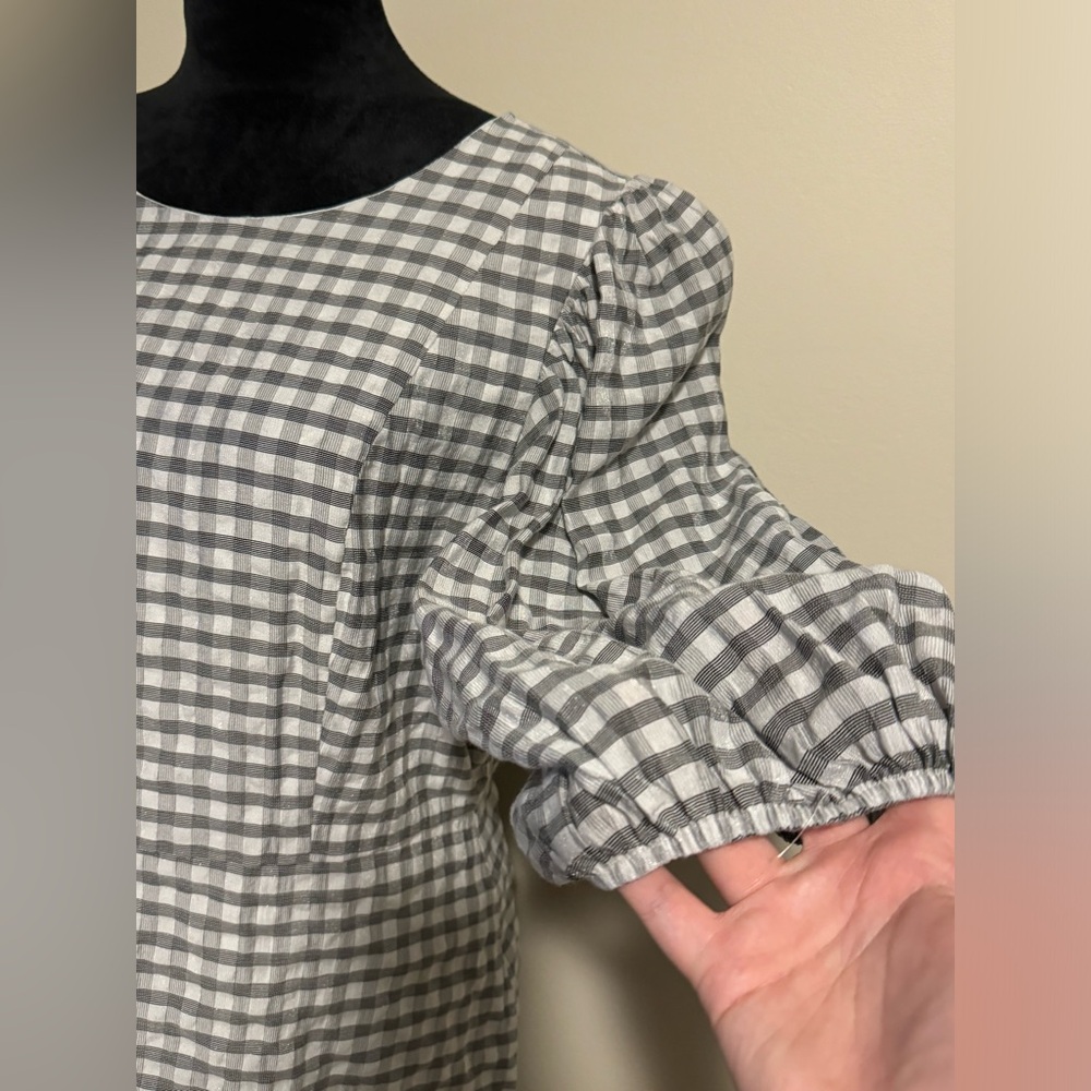 EUC Lulus Checks Appeal Black Gingham Seersucker Puff Sleeve Mini Dress size XL - Picture 3 of 6